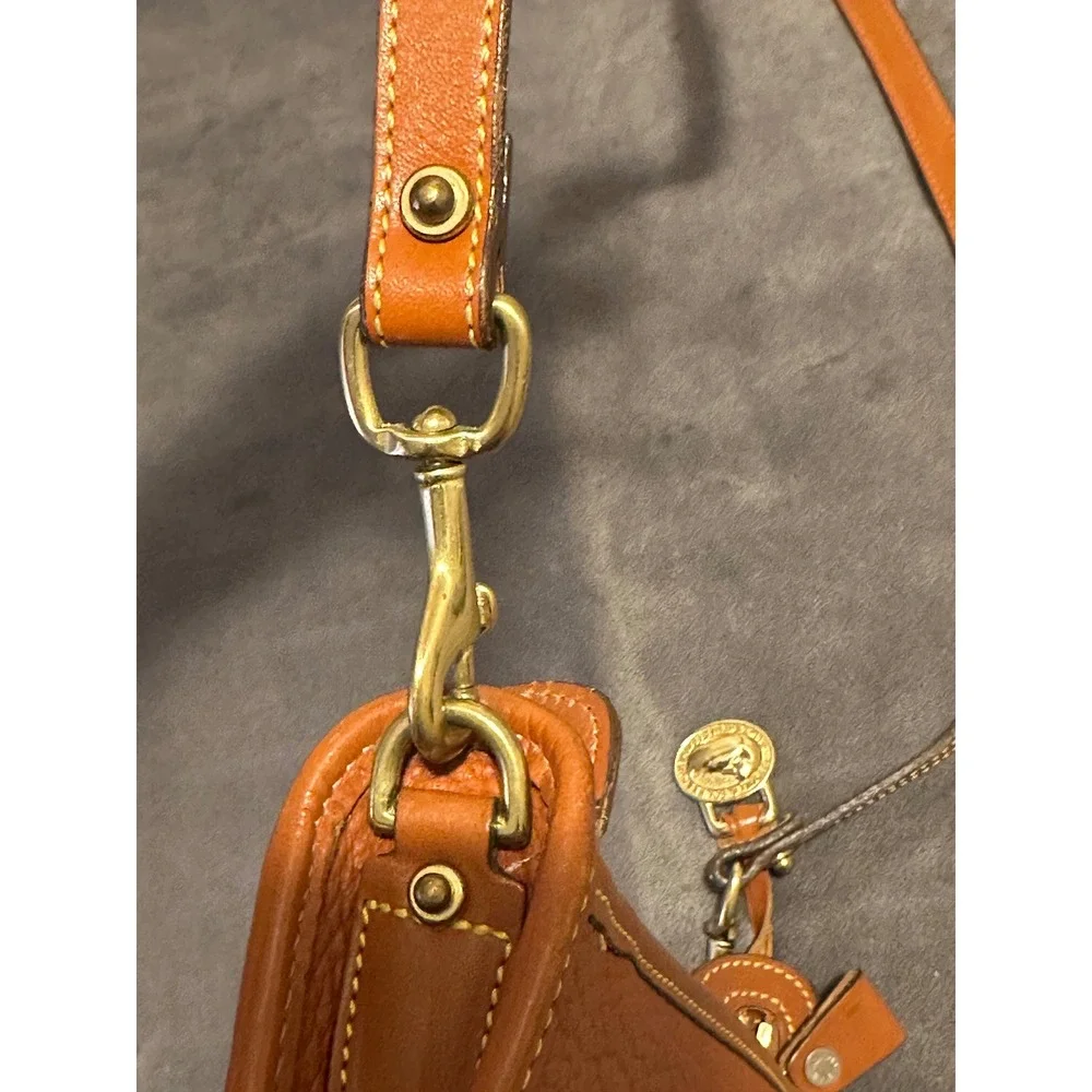 Dooney & Bourke All Weather Leather Crossbody Bag Orange Pebbled Duck Fob Vtg.